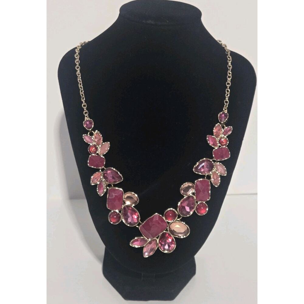 STYLE & CO Gold-Tone Multi-Stone Statement Necklace, 20" Pink
